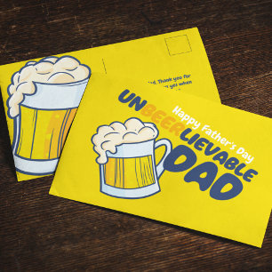 Personalise Father's Day   Unbeerlievable Dad Postcard