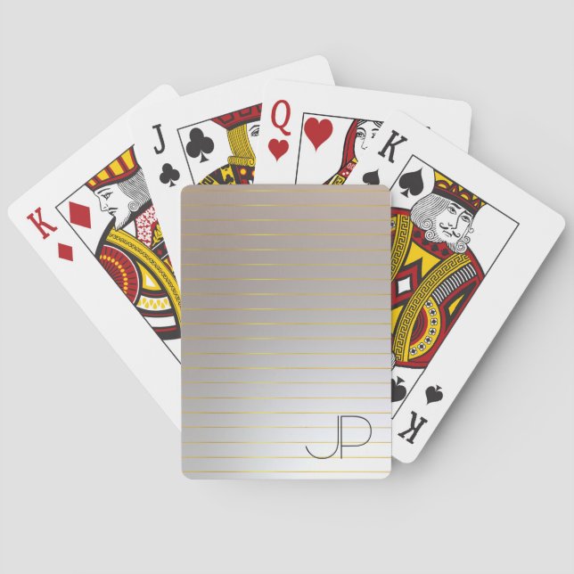 Personalise Faux Gold Silver Mono gram Template Playing Cards (Back)