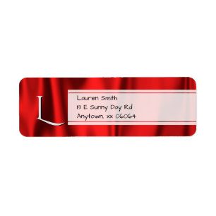 Personalise:  Faux Red Satin Fabric Texture Return Address Label