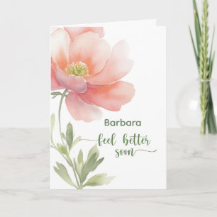 Personalise Feel Better Soon Watercolor Flower Card