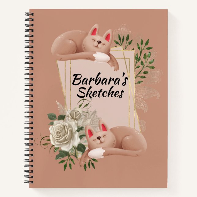 Personalise Feline Sketch Notebook (Front)
