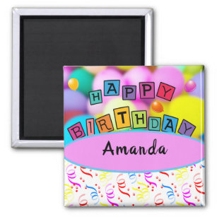 Personalise Festive Happy Birthday Fridge  Magnet
