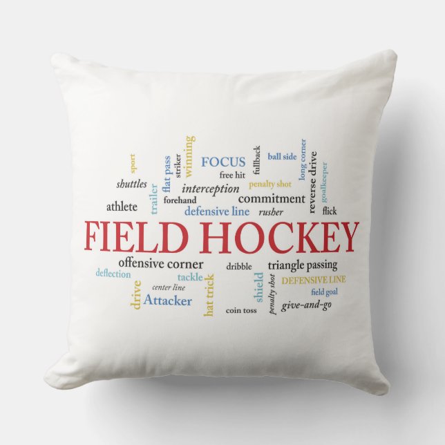 Personalise, Field Hockey Coach Thank You in Words Cushion (Front)