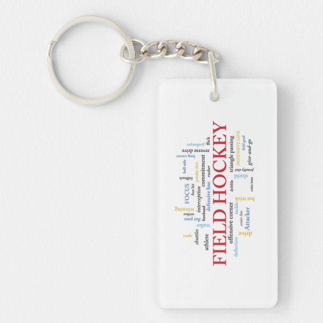 Personalise, Field Hockey Coach Thank You in Words Key Ring (Front)