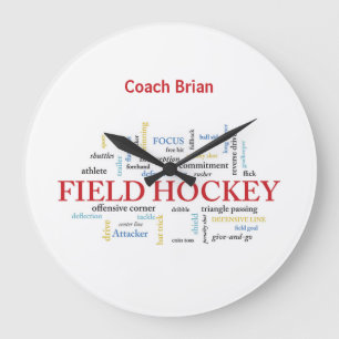 Personalise, Field Hockey Coach Thank You in Words Large Clock