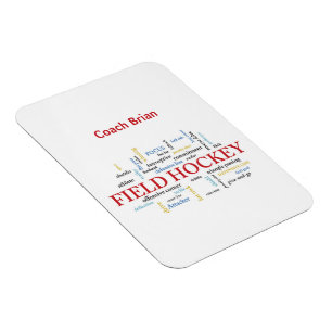 Personalise, Field Hockey Coach Thank You in Words Magnet