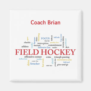 Personalise, Field Hockey Coach Thank You in Words Magnet