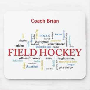 Personalise, Field Hockey Coach Thank You in Words Mouse Pad