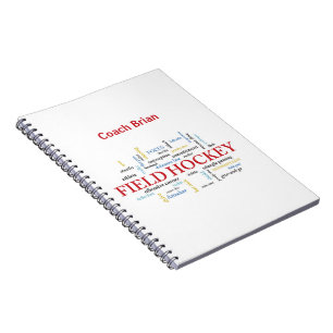 Personalise, Field Hockey Coach Thank You in Words Notebook