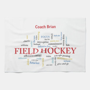 Personalise, Field Hockey Coach Thank You in Words Tea Towel