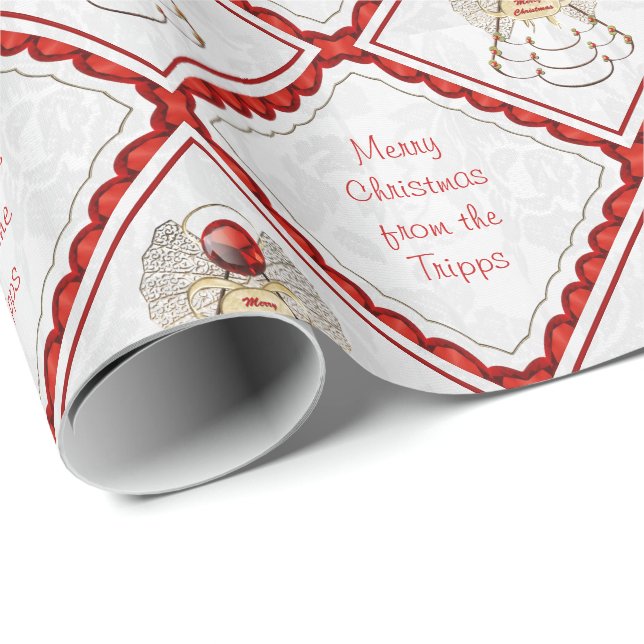 Personalise - Filigree Merry Christmas Angel Wrapping Paper (Roll Corner)