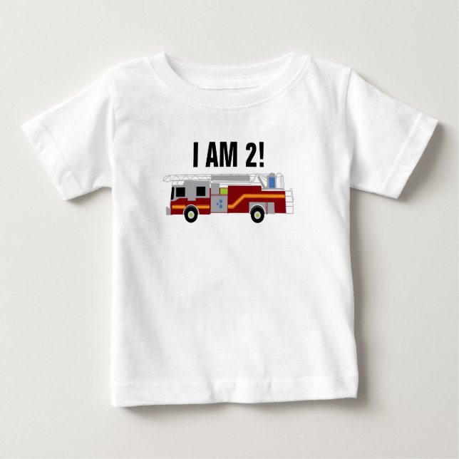 Personalise Firetruck I am 2 Baby Bodysuit (Front)