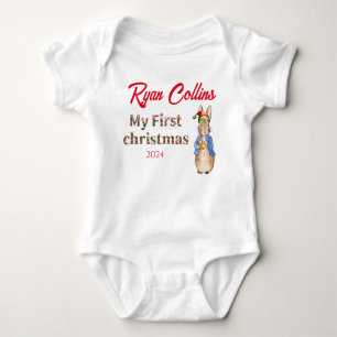 Personalise First Christmas Peter the rabbit Baby Bodysuit