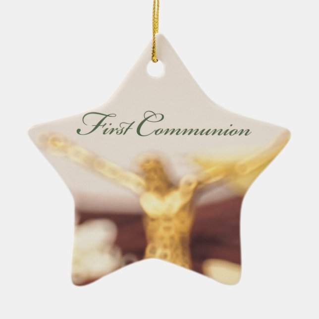 Personalise, First Communion Congratulations Ceramic Tree Decoration (Front)
