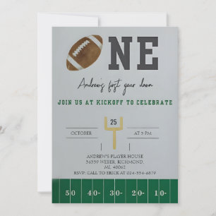 Personalise First Year Down American Football  Invitation