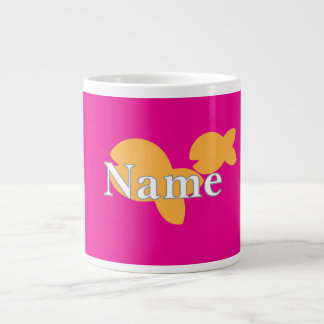 Personalise Fish Hot Pink  Large Coffee Mug