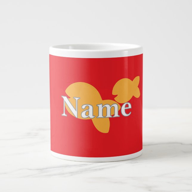 Personalise Fish Red  Large Coffee Mug (Front)