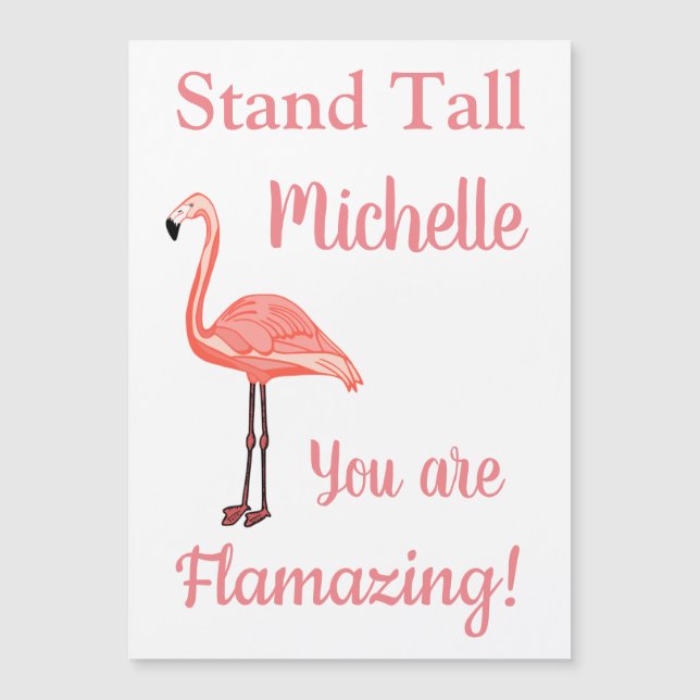 Personalise Flamingo You Are Flamazing Magnet Card (Front)