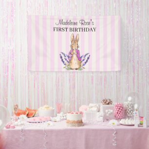 Personalise Flopsy in pink  1st Birthday banner