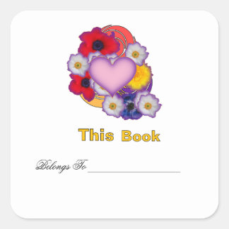 Personalise Floral Collage Bookplate  Square Sticker