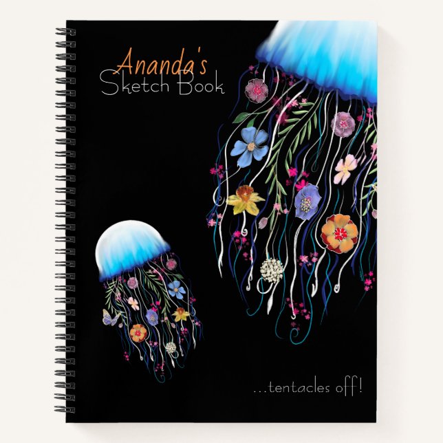 Personalise Floral Jellyfish Notebook (Front)
