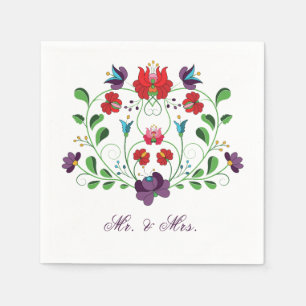 Personalise Floral Love Message Heart Napkin