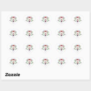 Personalise Floral Love Message Heart Sticker
