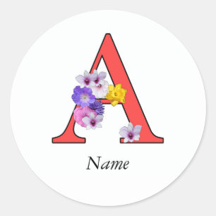 Personalise Floral Monogram A + Name Envelope Seal