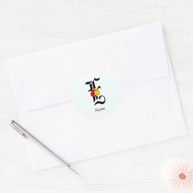 Personalise Floral Monogram E + Name Envelope Seal (Envelope)