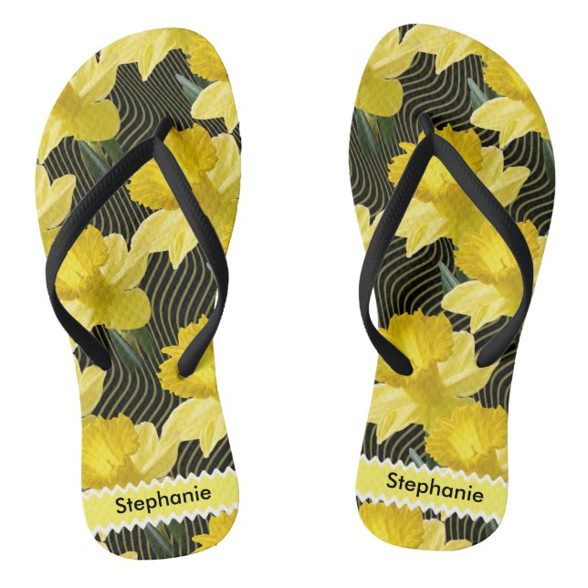 Personalise: Floral Photography Abstract Daffodils Thongs (Footbed)