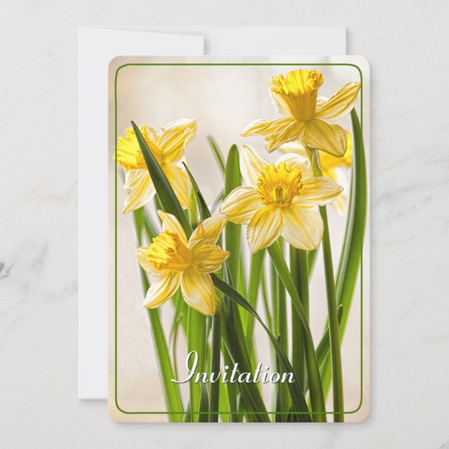 Personalise:  Floral Photography Yellow Daffodils Invitation (Front)