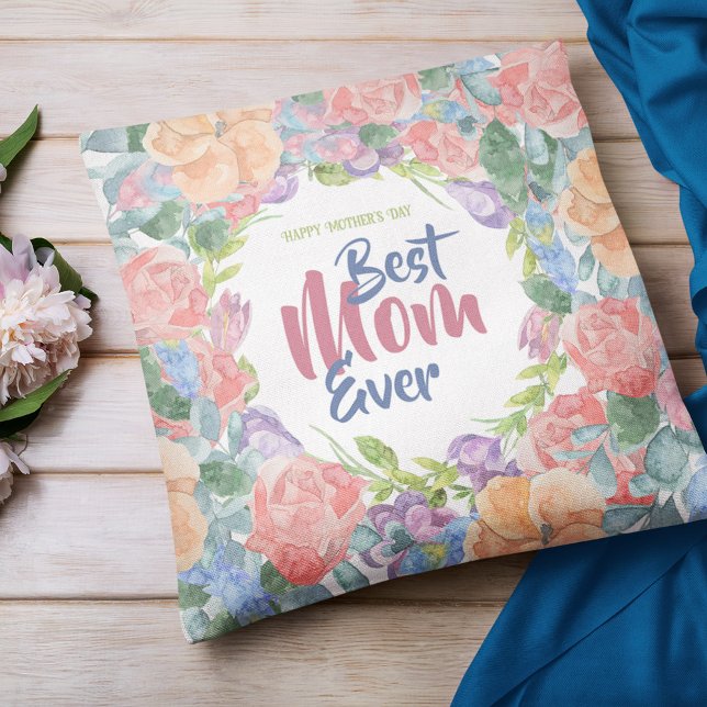 Personalise Floral Watercolor Mother's Day Cushion (Creator Uploaded)