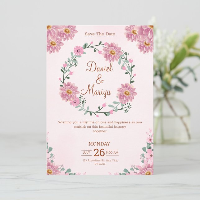 Personalise Floral wedding Invitation (Creator Uploaded)