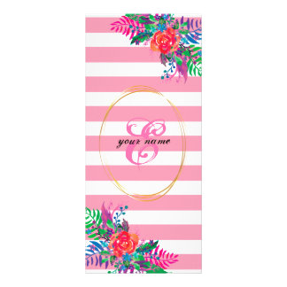 personalise floral with pastel pink stripes rack card