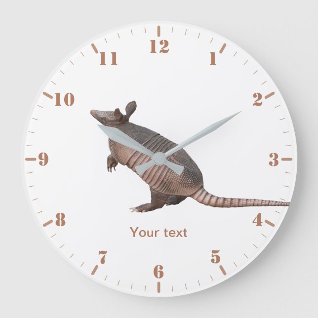 Personalise Florida wildlife nine-banded Armadillo Large Clock (Front)