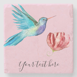 Personalise flower and bird art Stone Coaster