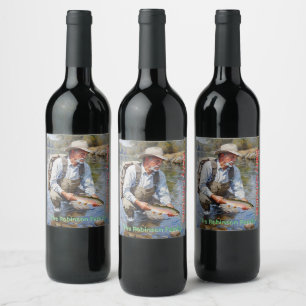 Personalise Fly Fishing Merry Christmas Wine Label