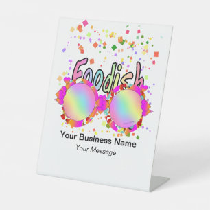 Personalise Foodish Logo + Glasses Advertising Pedestal Sign