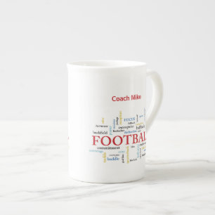Personalise, Football Coach Thank You in Words Bone China Mug