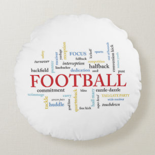 Personalise, Football Coach Thank You in Words Round Cushion