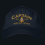 Personalise for Year Name Captain LifeSaver Anchor Embroidered Hat<br><div class="desc">A personalised captain lifesaver anchor embroidery nautical style. An original casual fashion embroidered baseball cap sure to make an impression on, or off the boat. Here's a selection of fine custom casual embroidered baseball caps; in a nautical style, you can easily personalise to make it as unique as you are....</div>