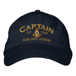 Personalise for Year Name Captain LifeSaver Anchor Embroidered Hat