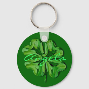 (Personalise)Four Leaf Clover with Name Key Ring