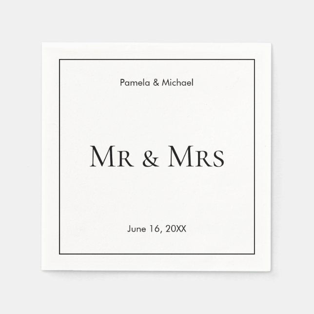 Personalise Framed B&W Mr & Mrs  Napkin (Front)
