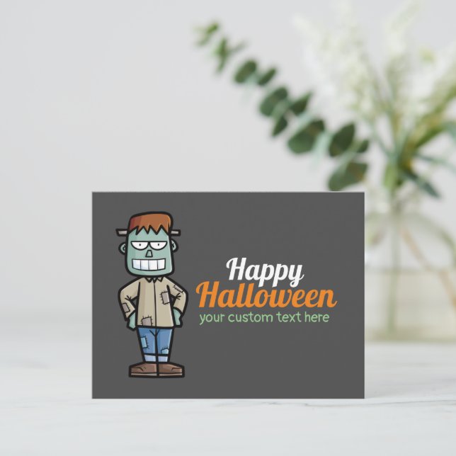 Personalise Frankenstein Halloween Postcard (Standing Front)