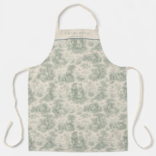 Personalise French Countryside Toile in Sage Green Apron