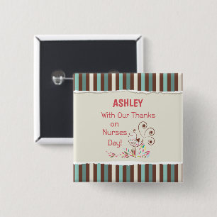 Personalise, From Group, Happy Nurses Day, Bird 15 Cm Square Badge