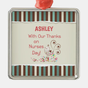Personalise, From Group, Happy Nurses Day, Bird Metal Ornament