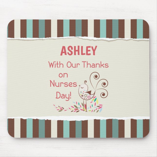 Personalise, From Group, Happy Nurses Day, Bird Mouse Pad (Front)