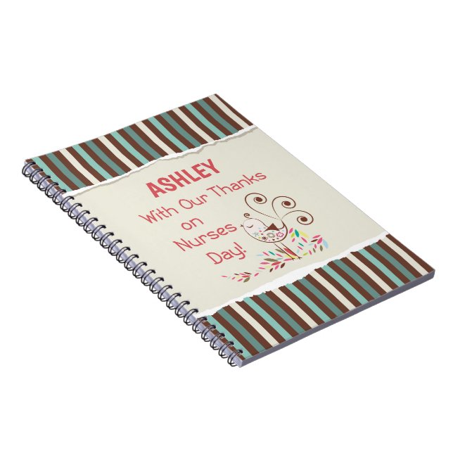 Personalise, From Group, Happy Nurses Day, Bird Notebook (Right Side)
